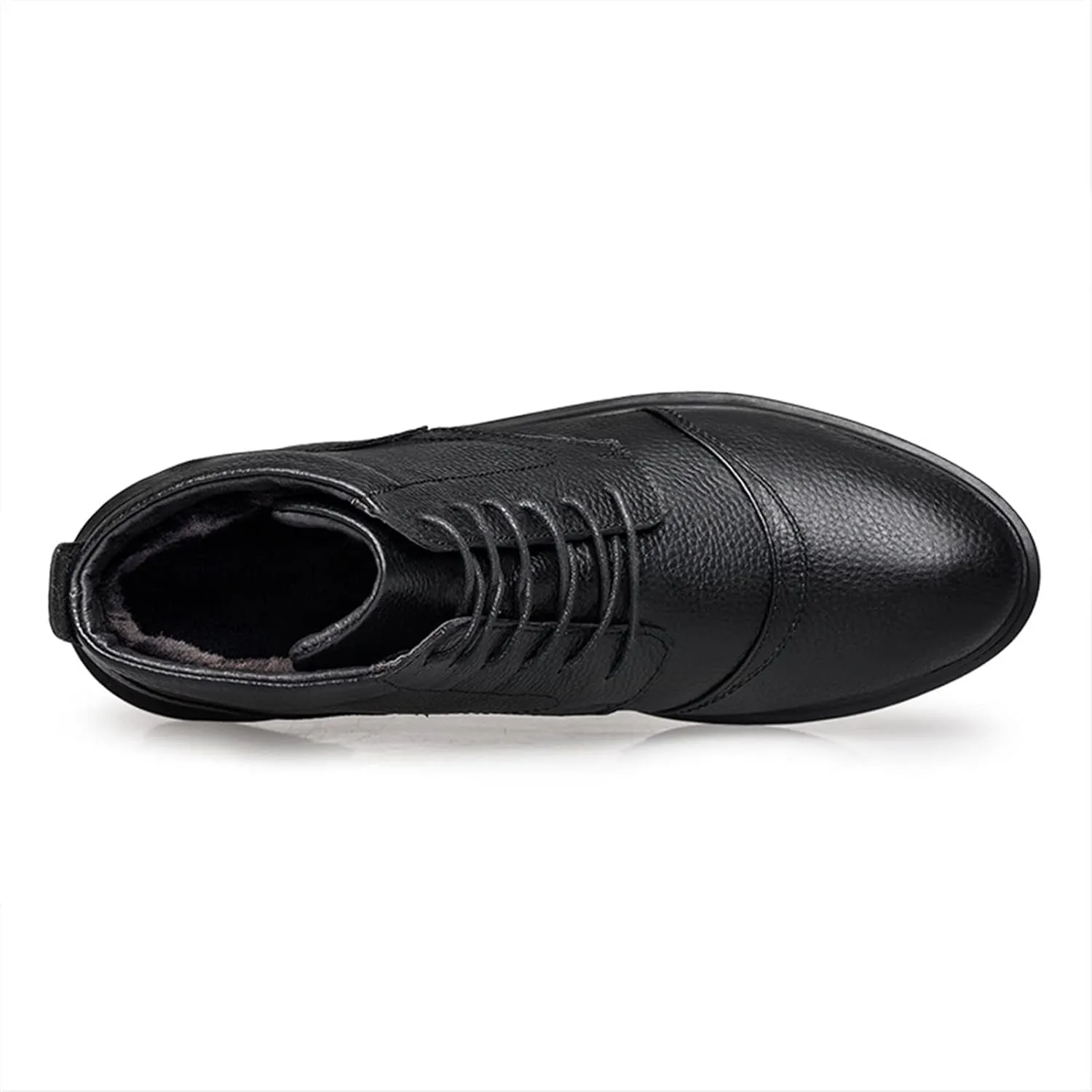 HOOENG Round Toe Lace Up Boots for Men Derby Cap Toe Genuine Leather Slip Resistant Wearable Waterproof Formal Dress