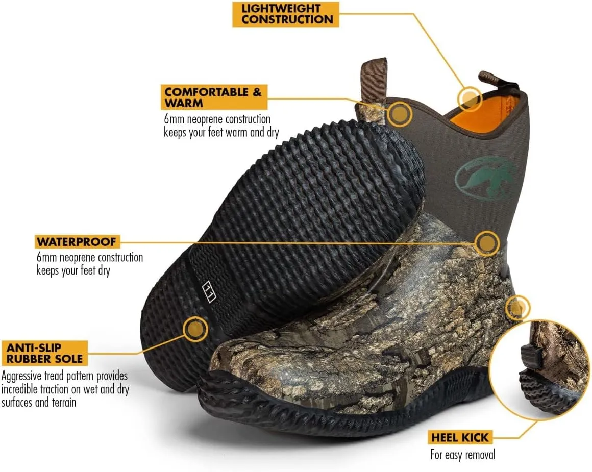 HOT SHOT Duck Commander x Countryman Men??s Hunting Ankle Boot | Durable Neoprene | Waterproof | Lightweight Camouflage Boots