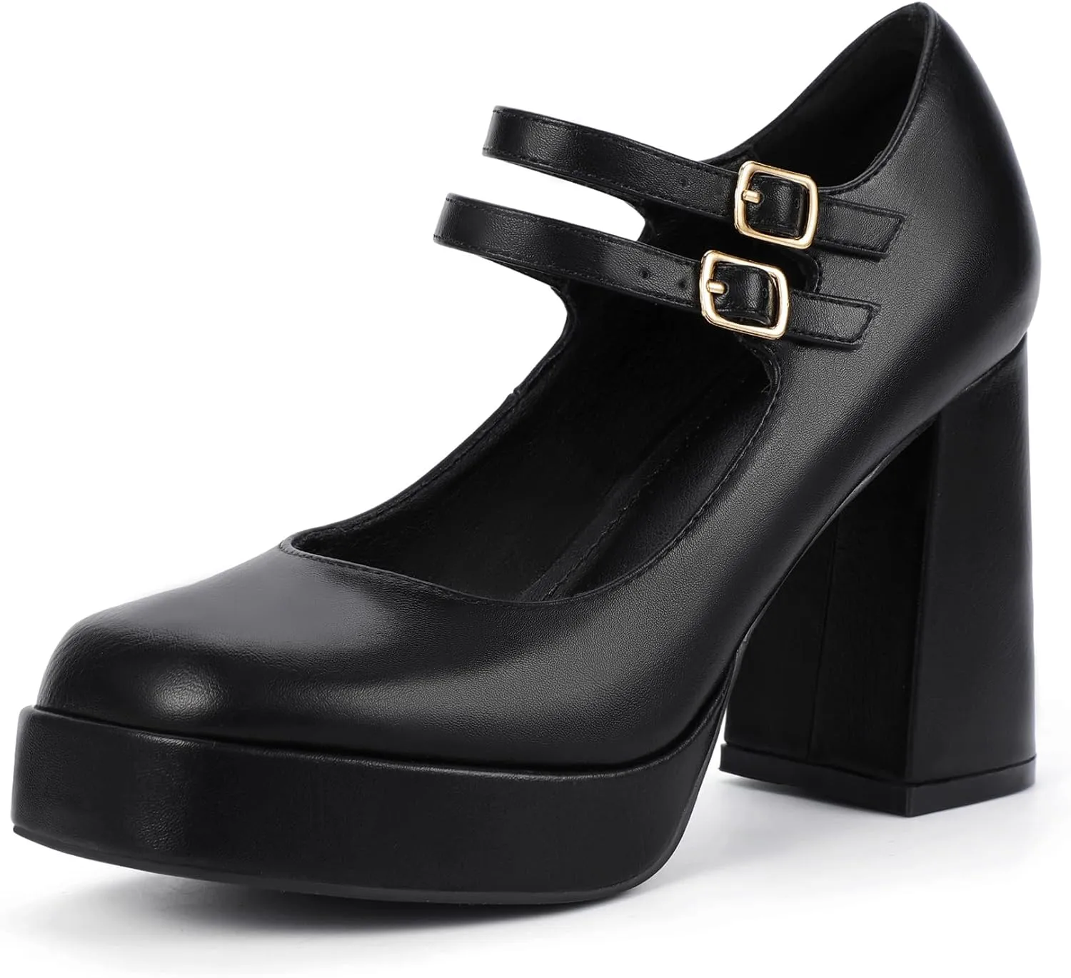IDIFU IN4 Mary Jane Shoes Platform Chunky High Heels Closed Toe Dress Shoes for Women Wedding Work Business Homecoming Party Shoes Comfortable Casual Dressy Square Toe Heels Pumps