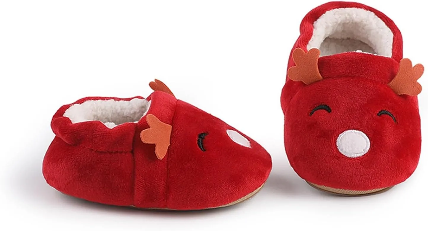 Infant Christmas Booties Soft Baby Santa Winter Warm Slippers Snow Boots Shoes Christmas Tree Prints House Slipper