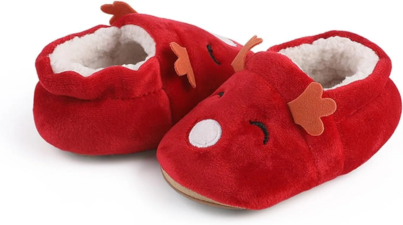 Infant Christmas Booties Soft Baby Santa Winter Warm Slippers Snow Boots Shoes Christmas Tree Prints House Slipper