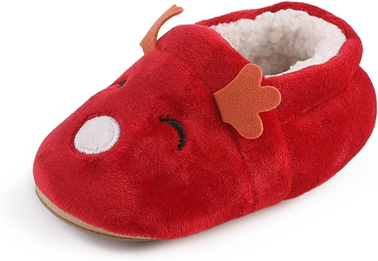 Infant Christmas Booties Soft Baby Santa Winter Warm Slippers Snow Boots Shoes Christmas Tree Prints House Slipper