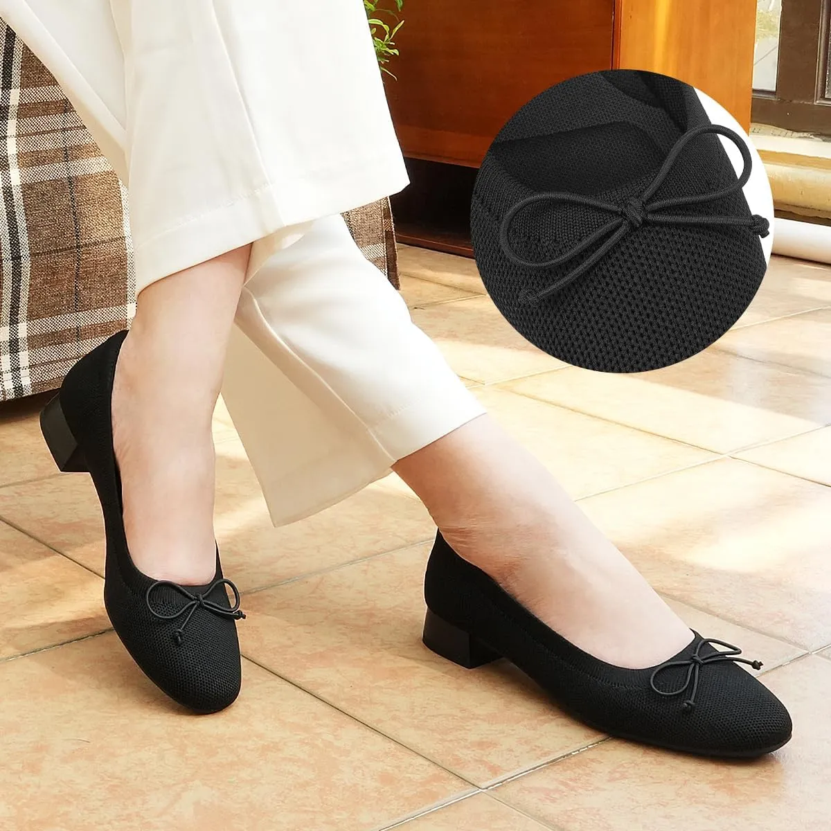 JENN ARDOR Womens Low Block Chunky Pumps Ladies Dress Heels Closed Round Toe Casual Shoes Wedding Bridal Party Office Shoes 1.0 Inch