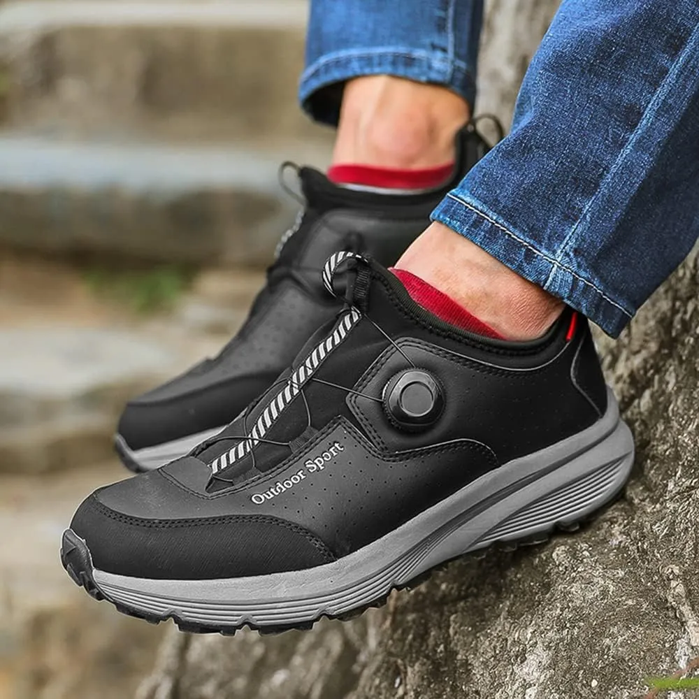JITUUE Men's Waterproof Hiking Shoes Leather Low-Top Hiking Shoes for Outdoor Trailing Trekking Camping Walking Sneakers