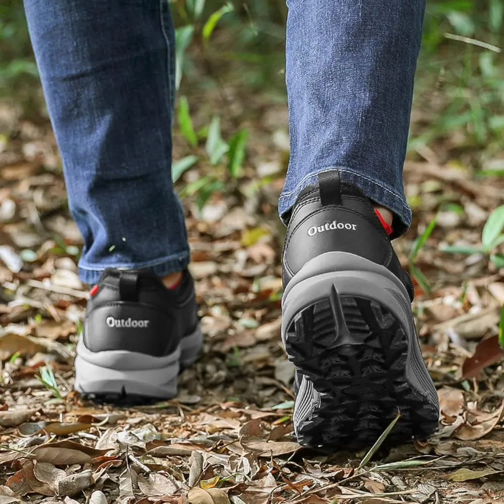 JITUUE Men's Waterproof Hiking Shoes Leather Low-Top Hiking Shoes for Outdoor Trailing Trekking Camping Walking Sneakers