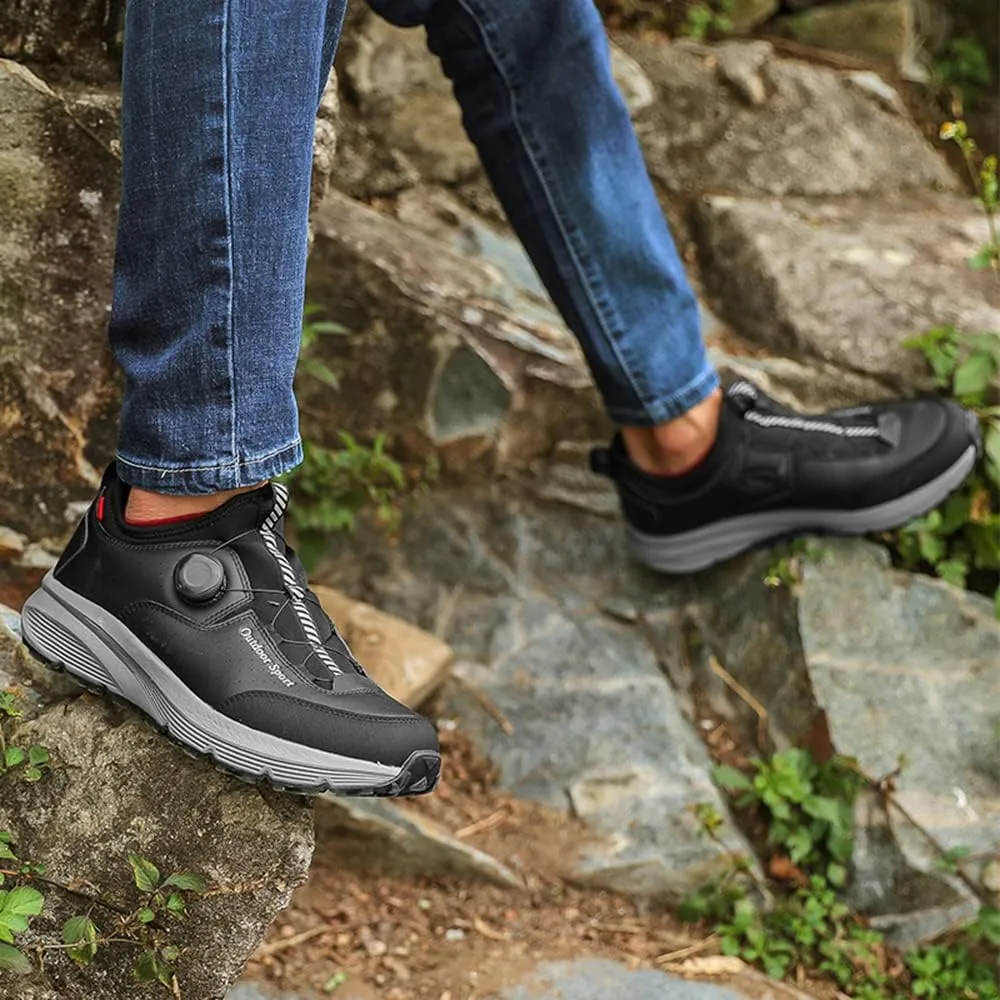 JITUUE Men's Waterproof Hiking Shoes Leather Low-Top Hiking Shoes for Outdoor Trailing Trekking Camping Walking Sneakers