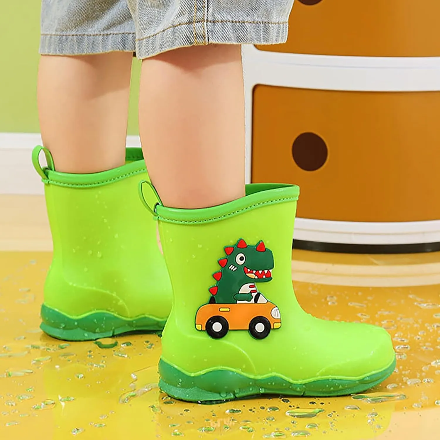 Kids Cartoon Dinosaur Printed Rain Shoes Shoes Outdoor Slip Boots Non Slip Rain Children's Shoes Kids Ankle Boots