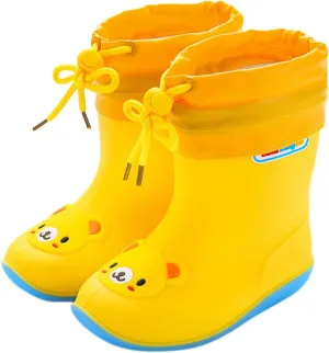 Kids Rain Boots for Girls Boys Waterproof Toddler Cute Cartoon Insulated Rubber boots with Snow Shoes for Kids