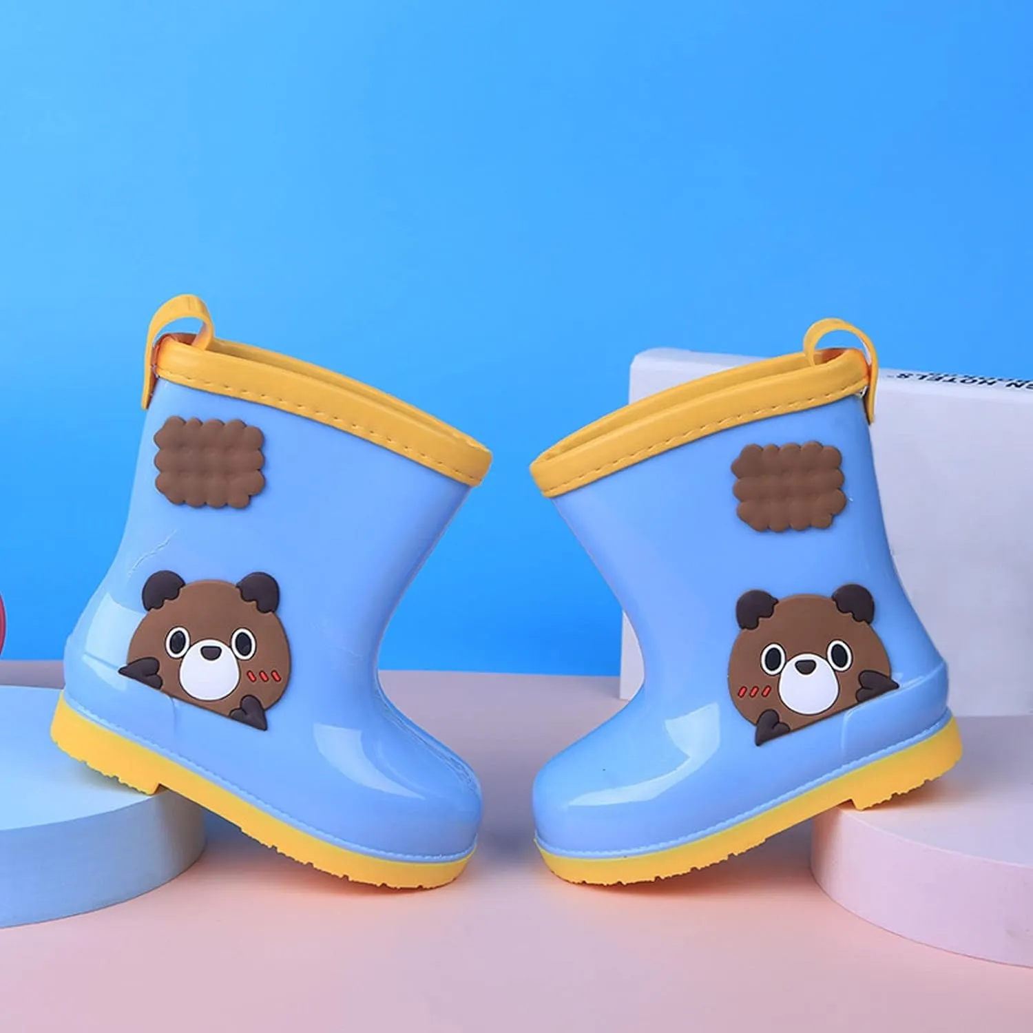 Kids Rain Boots Rubber Waterproof Toddler Rain Boots Cute Bear Cartoon Boys Girls Mud Boots Water Shoes Lightwight