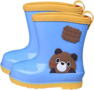 Kids Rain Boots Rubber Waterproof Toddler Rain Boots Cute Bear Cartoon Boys Girls Mud Boots Water Shoes Lightwight