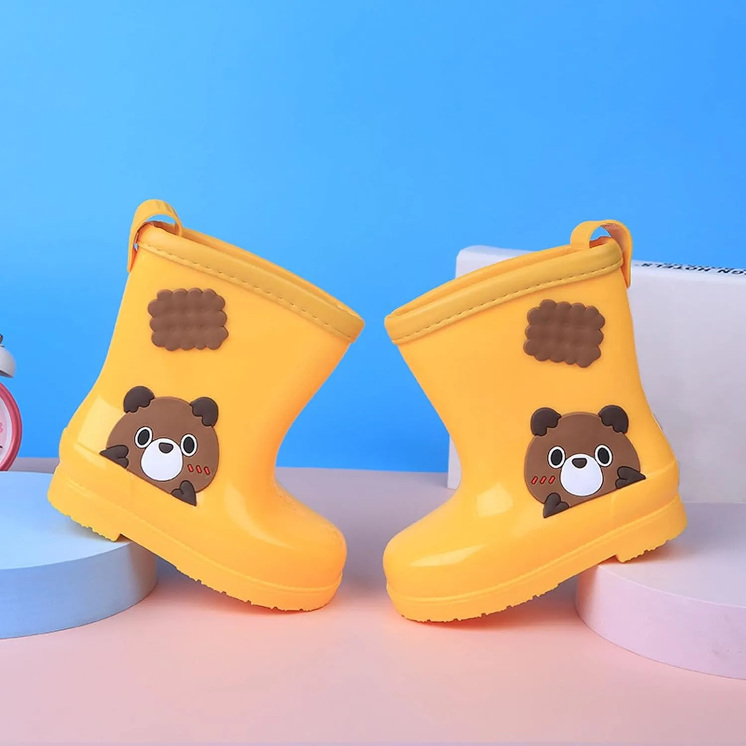 Kids Rain Boots Rubber Waterproof Toddler Rain Boots Cute Bear Cartoon Boys Girls Mud Boots Water Shoes Lightwight