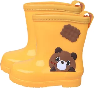 Kids Rain Boots Rubber Waterproof Toddler Rain Boots Cute Bear Cartoon Boys Girls Mud Boots Water Shoes Lightwight