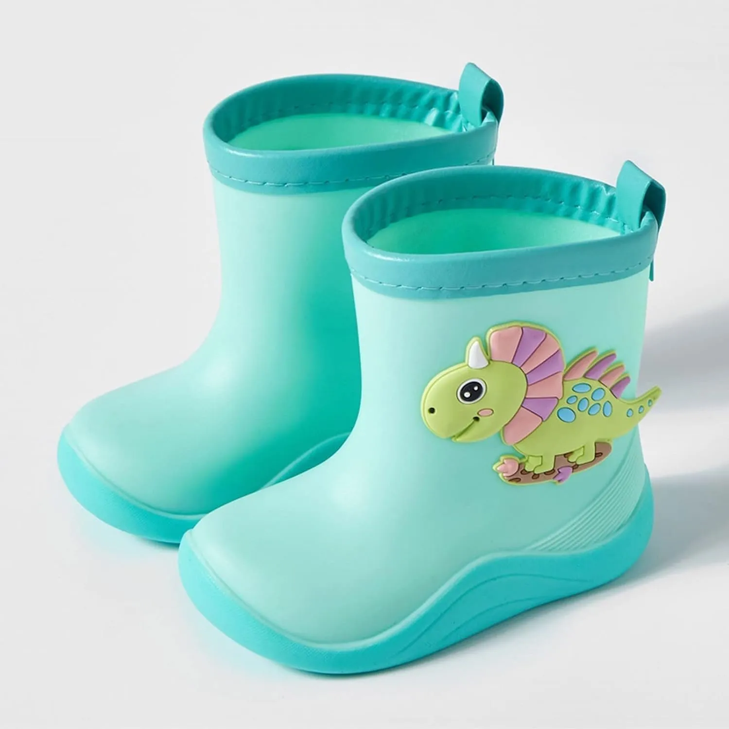 Kids Rain Boots Toddler Cute Cartoon Rain Shoes Infant Waterproof Rubber Mud Boots for Girls Boys with Handles