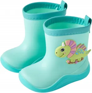 Kids Rain Boots Toddler Cute Cartoon Rain Shoes Infant Waterproof Rubber Mud Boots for Girls Boys with Handles