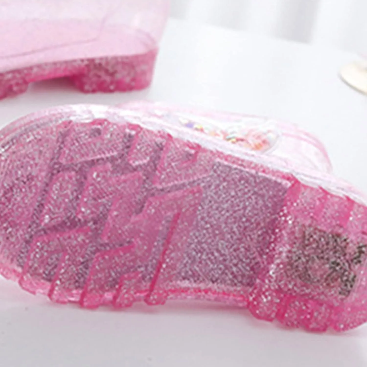 Kids Rain Boots, Toddler Waterproof Rubber Soft Sole Rain Boots for Girls Boys Heart Patterns Glitter Water Shoes