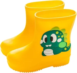 Kids Rain Boots Waterproof Printed Rubber Boots with Handles Toddler Kids Lightweight Adorable Rain Boots