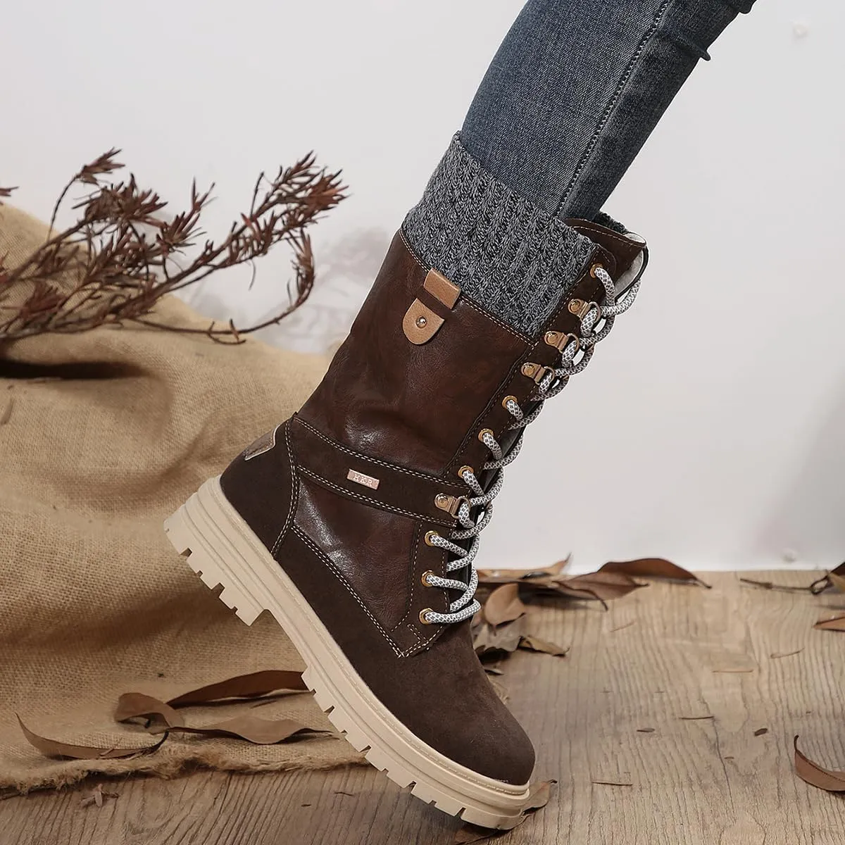 Ladmiple Ankle Boots Women Low Heel Mid Calf Side Zip Combat Boots Motorcycle Riding Military Biker Boots Dress Short Booties 2023
