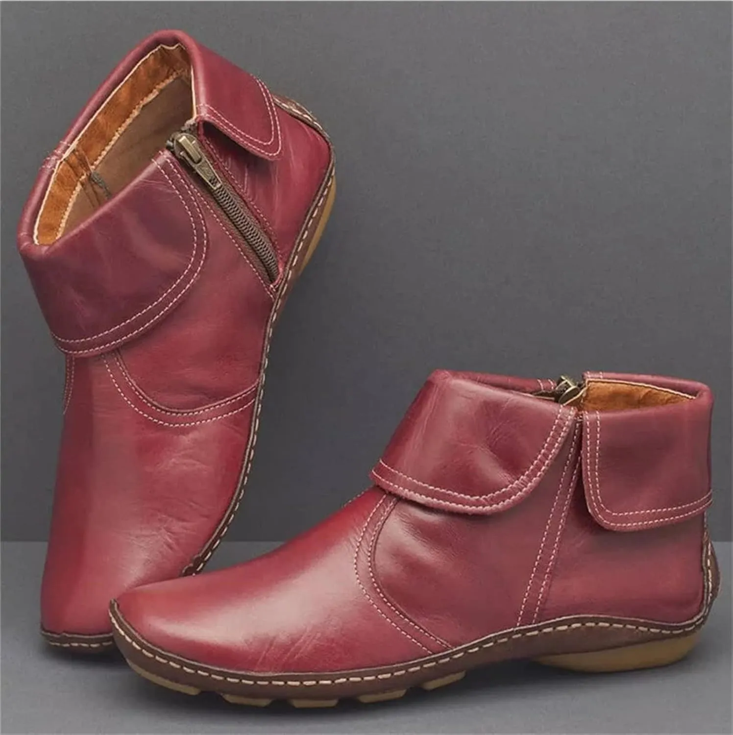 Ladmiple Boots For Women Ankle Booties Flat Heel Cowboy Western Fashion Cowgirl Combat Short Booties Walking Shoes 2024