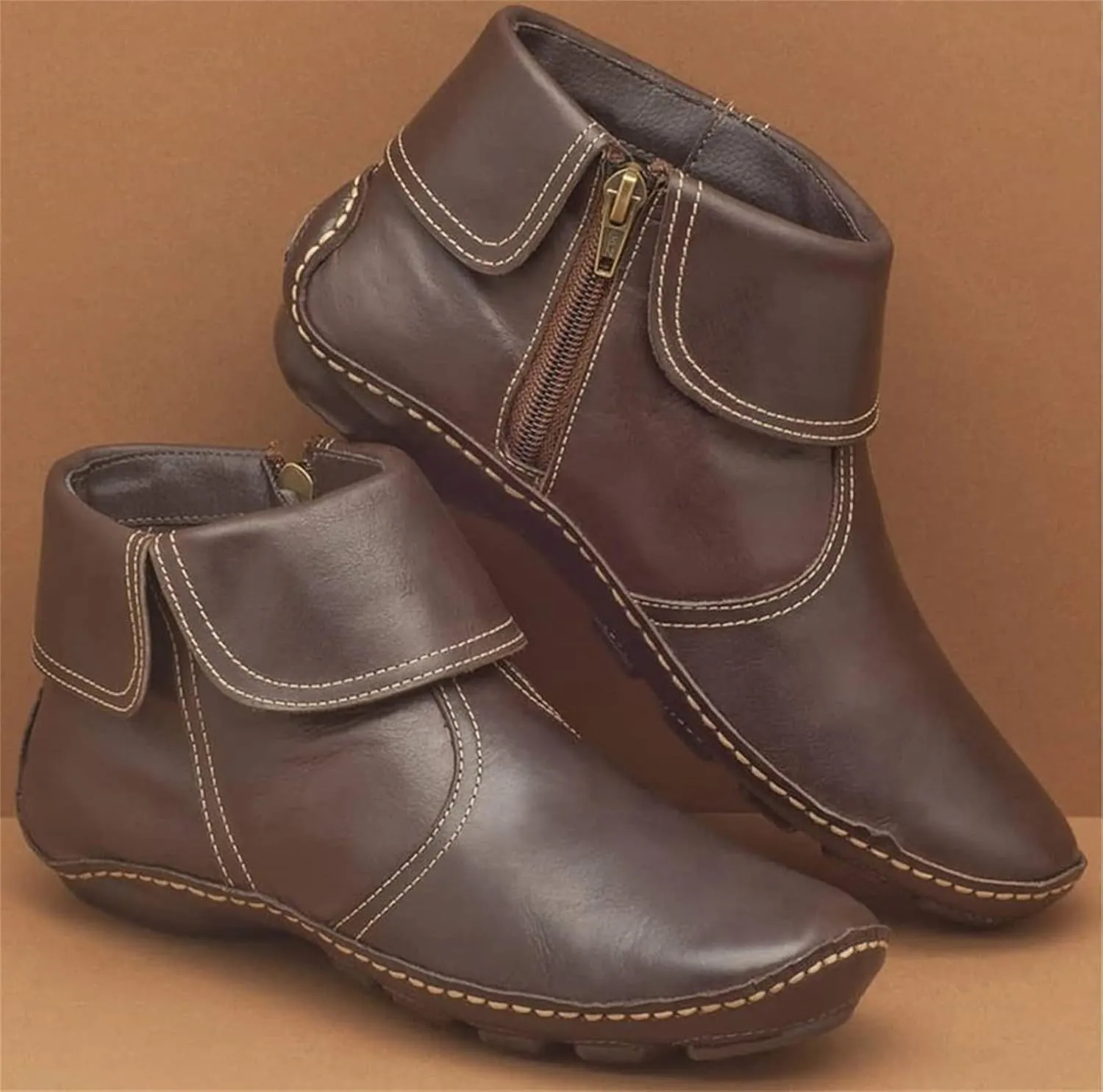 Ladmiple Cowboy Booties For Women Ankle Boots Fashion Short Cowgirl Western Retro Casual High Top Combat Walking Shoes