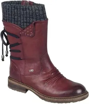 Ladmiple Cowgirl Boots Wide Calf Wide Foot Western Cowboy Boots Knee High Stitching Almond Chunky Heel Fashion Boot Pull-On