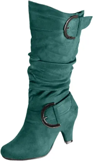 Ladmiple Fall Boots Women Knee High Wide Calf Pointed Toe Cone Heel Size Zipper Slouchy Cowboy Cowgirl Western Boots