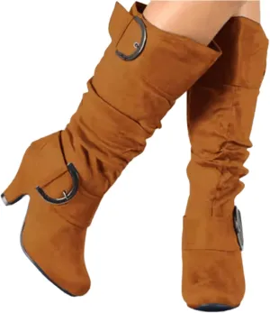 Ladmiple Fall Bo_ots Women Wide_Calf Knee_High Bo_ots Sexy Cone he_el Zipper Fashion Elegant Slouchy Cowboy Cowgirl Bo_ots