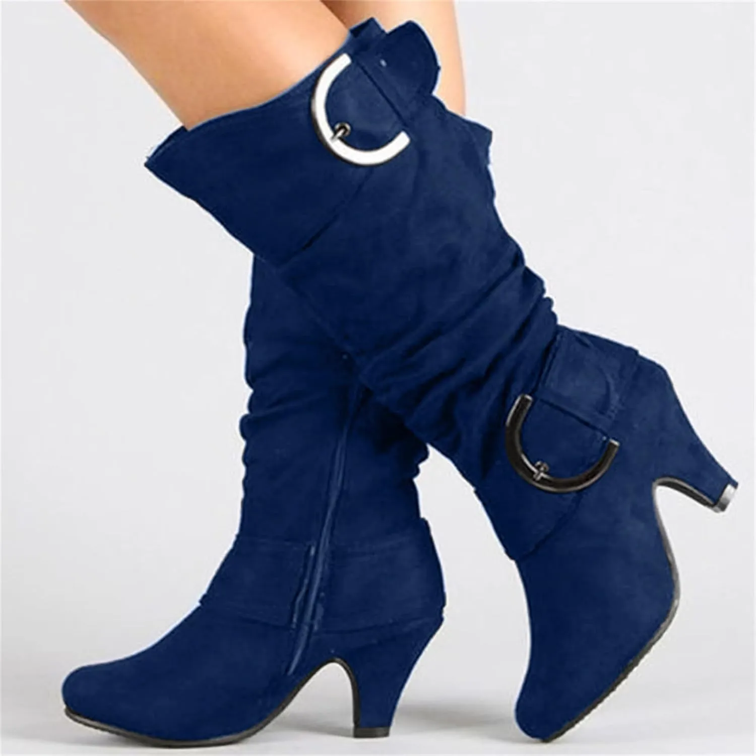 Ladmiple Fall Bo_ots Women Wide_Calf Knee_High Bo_ots Sexy Cone he_el Zipper Fashion Elegant Slouchy Cowboy Cowgirl Bo_ots