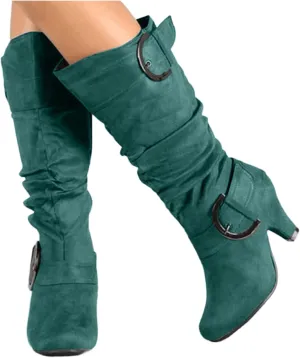 Ladmiple Fall Bo_ots Women Wide_Calf Knee_High Bo_ots Sexy Cone he_el Zipper Fashion Elegant Slouchy Cowboy Cowgirl Bo_ots