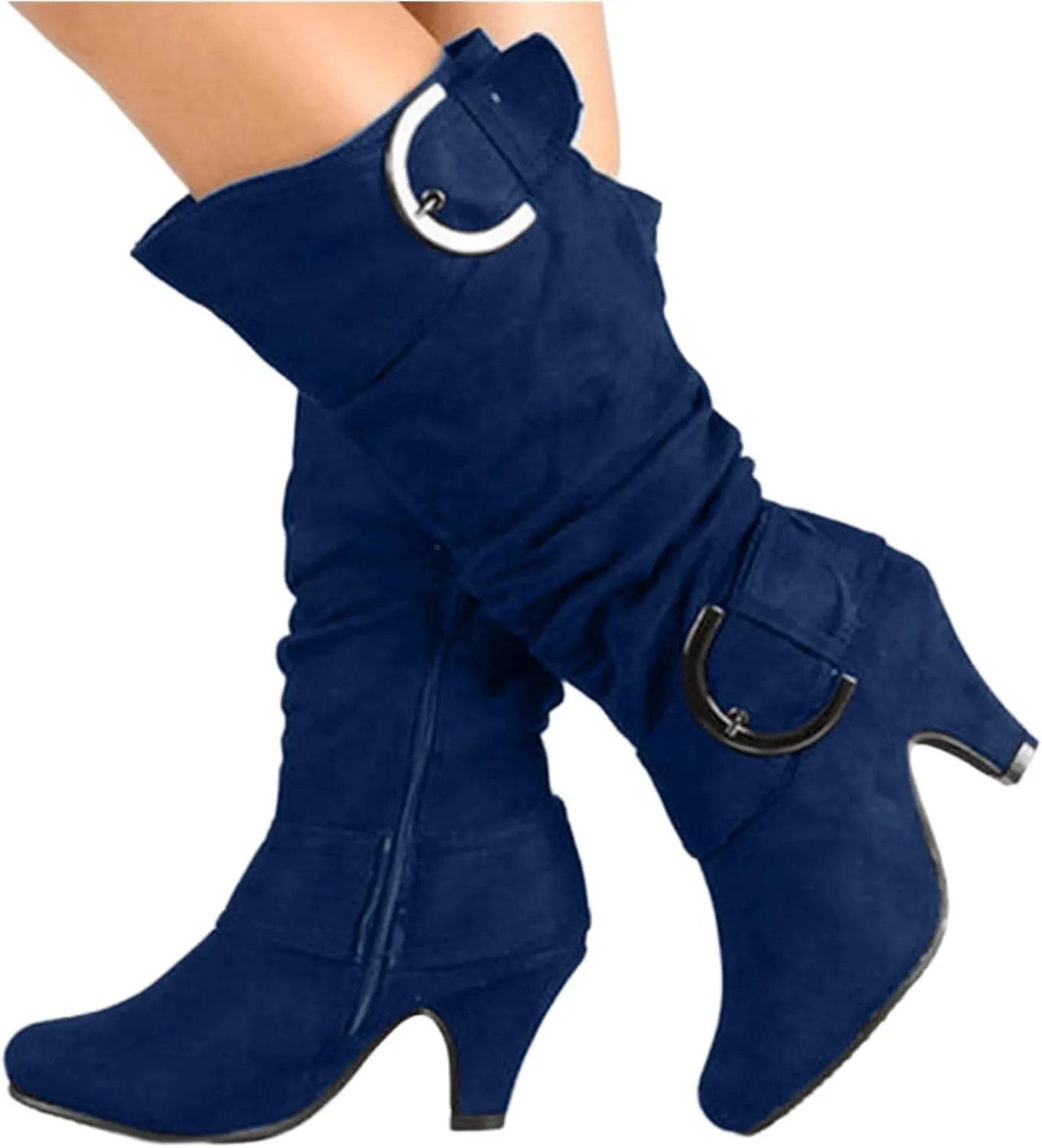 Ladmiple Fall Bo_ots Women Wide_Calf Knee_High Bo_ots Sexy Cone he_el Zipper Fashion Elegant Slouchy Cowboy Cowgirl Bo_ots