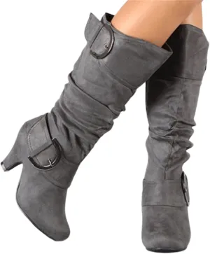 Ladmiple Fall Bo_ots Women Wide_Calf Knee_High Bo_ots Sexy Cone he_el Zipper Fashion Elegant Slouchy Cowboy Cowgirl Bo_ots