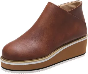 Ladmiple Wedge Boots For Women Wide Width Casual Fashion Low Wedge Heel Ankle Booties Dress Shoes Western Short Booties 2024