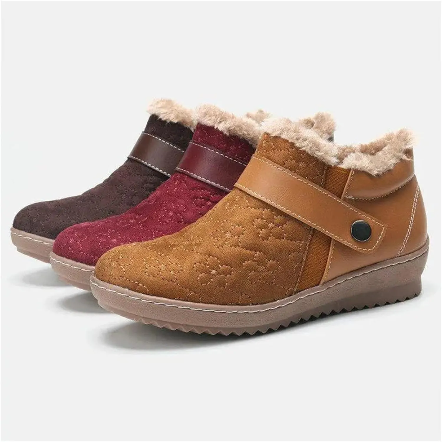 Ladmiple Winter Boots For Women Wide Width Snow Boots Comfortable Slip on Fur Lined Cold Weather Warm Ankle Booties