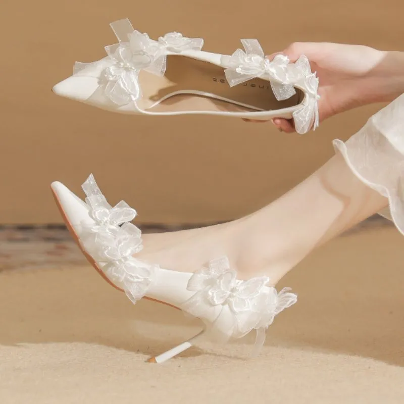 Lantana White Butterfly Lace Wedding Shoes