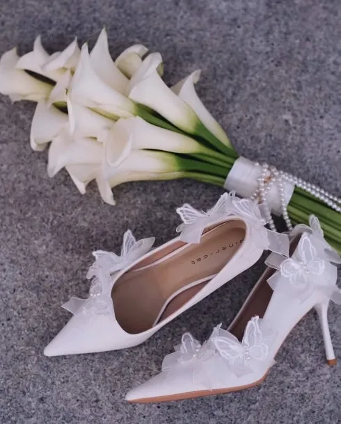 Lantana White Butterfly Lace Wedding Shoes