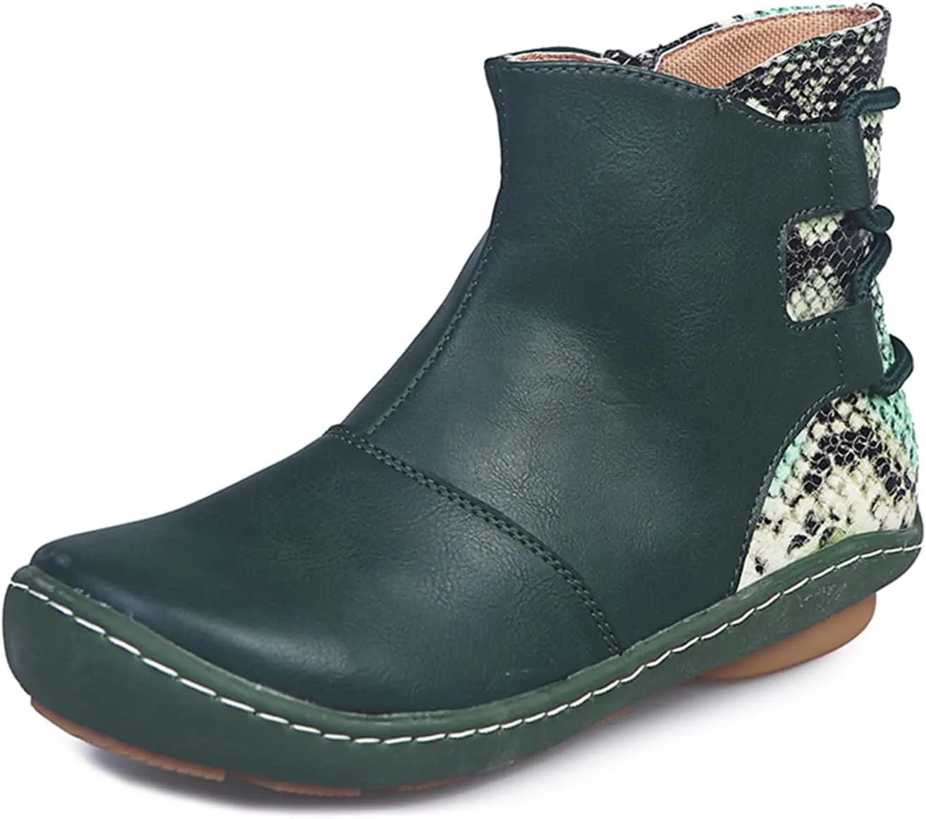 Lausiuoe Ankle Boots For Women No Heel Casual Dressy Elastic Booties Ladies Flat Western Wide Width Fashion Boot Pull-On