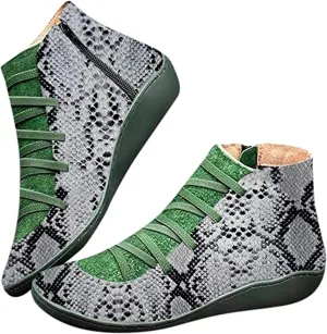 Lausiuoe Boots For Women Ankle Booties Flat Short Boots Side Zipper Shoes Western Casual Dressy Fashion Boot Pull-On
