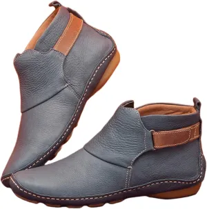 Lausiuoe Boots For Women Ankle Booties Flat Short Western Boots Lady Casual Dressy Elegant Booties Fashion Boot Pull-On