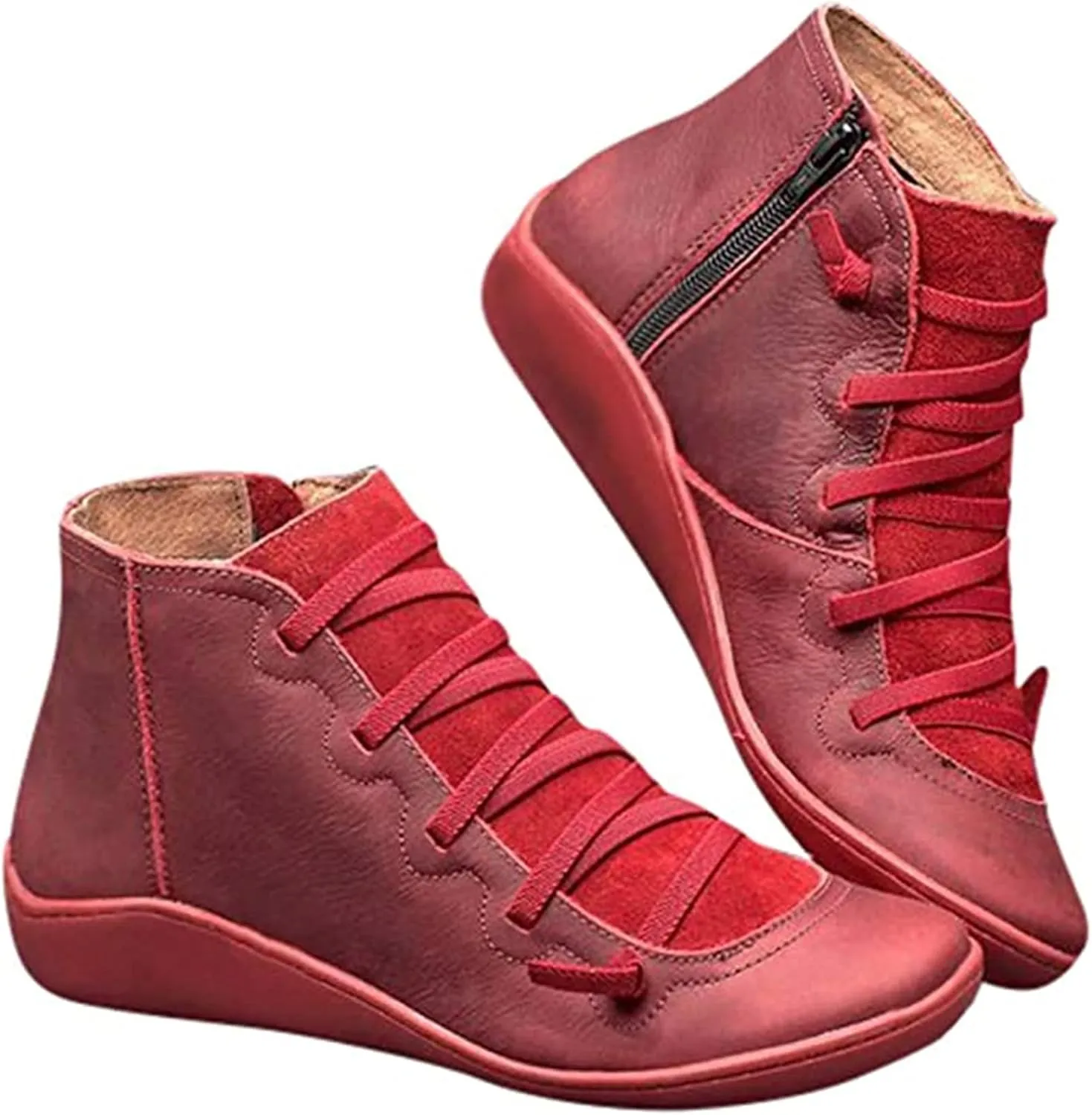 Lausiuoe Boots For Women Ankle Booties Sexy Low Heels Western Ankle Boots Casual Dressy Wide Width Elegant Flat Booties