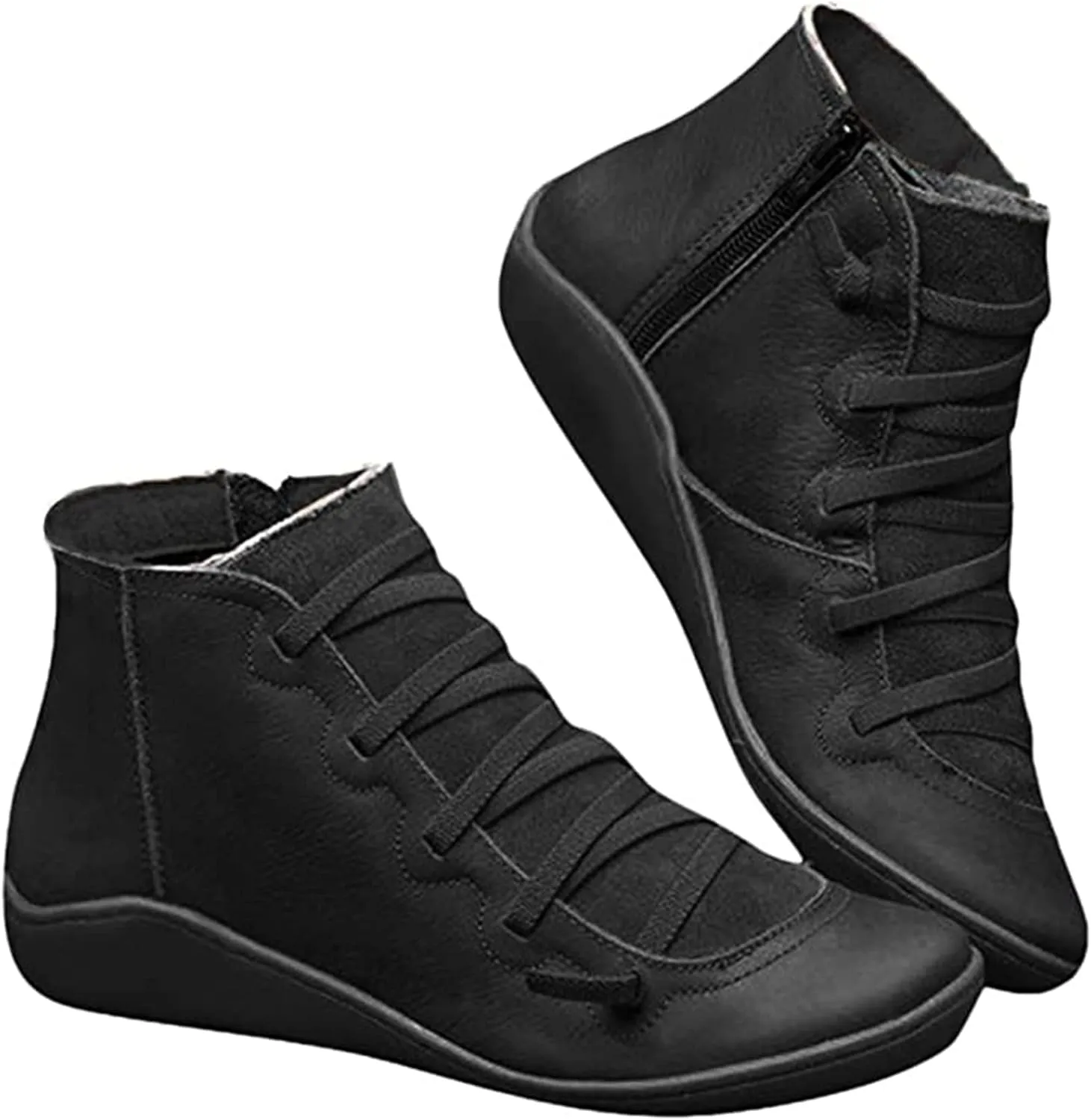Lausiuoe Boots For Women Ankle Booties Sexy Low Heels Western Ankle Boots Casual Dressy Wide Width Elegant Flat Booties
