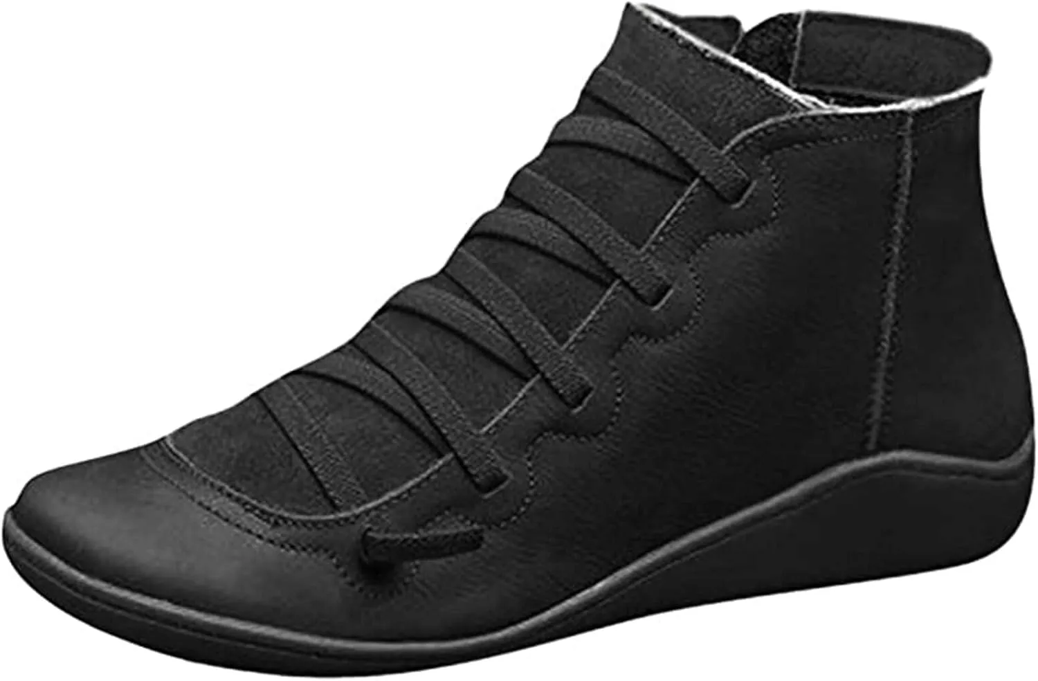 Lausiuoe Boots For Women Ankle Booties Sexy Low Heels Western Ankle Boots Casual Dressy Wide Width Elegant Flat Booties
