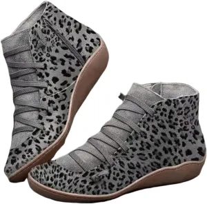 Lausiuoe Boots For Women Cowboy Style Flat Fashion Ankle Booties Causal Dressy Side Zipper Wide Width Western Boots