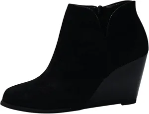 Lausiuoe Wedge Booties For Women Closed Toe Ankle Boots Low Heels Western Shoes Casual Dressy Platform Fall Booties