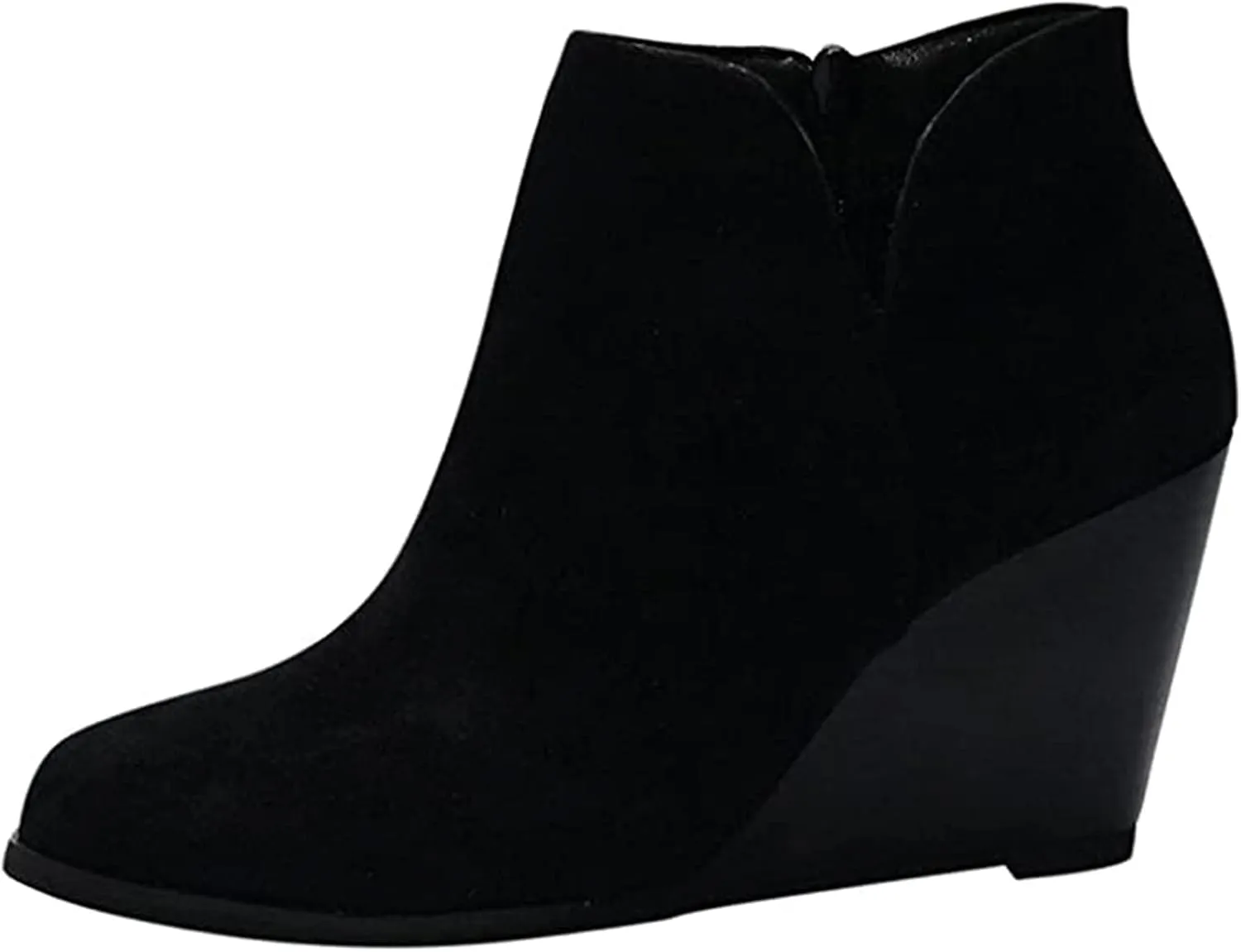 Lausiuoe Wedge Booties For Women Closed Toe Ankle Boots Low Heels Western Shoes Casual Dressy Platform Fall Booties