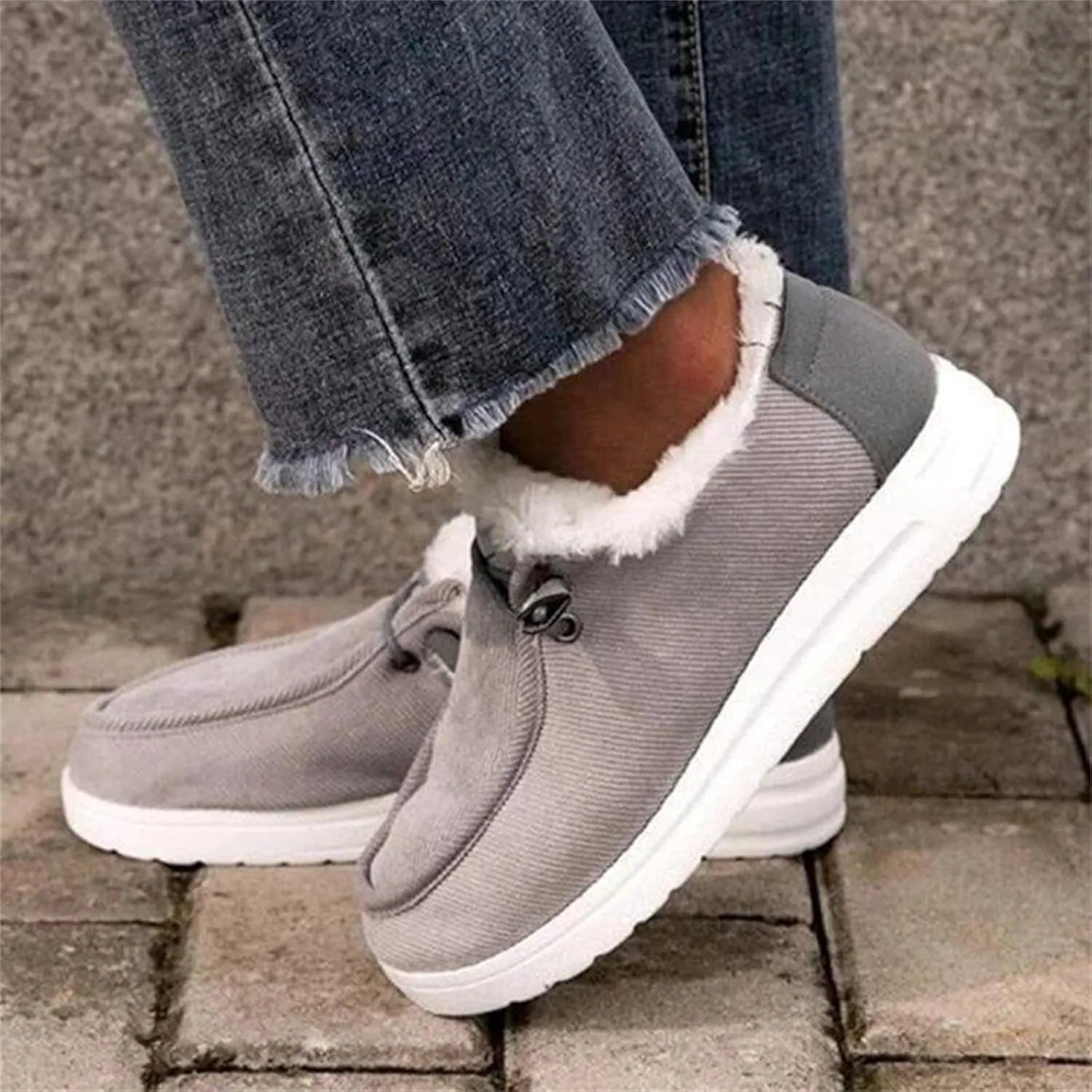 Lausiuoe Winter Boots For Women 2022 With Fur Fluffy Fuzzy Ankle Booties Soft Outdoor Shoes Fashion Casual Walking Shoes