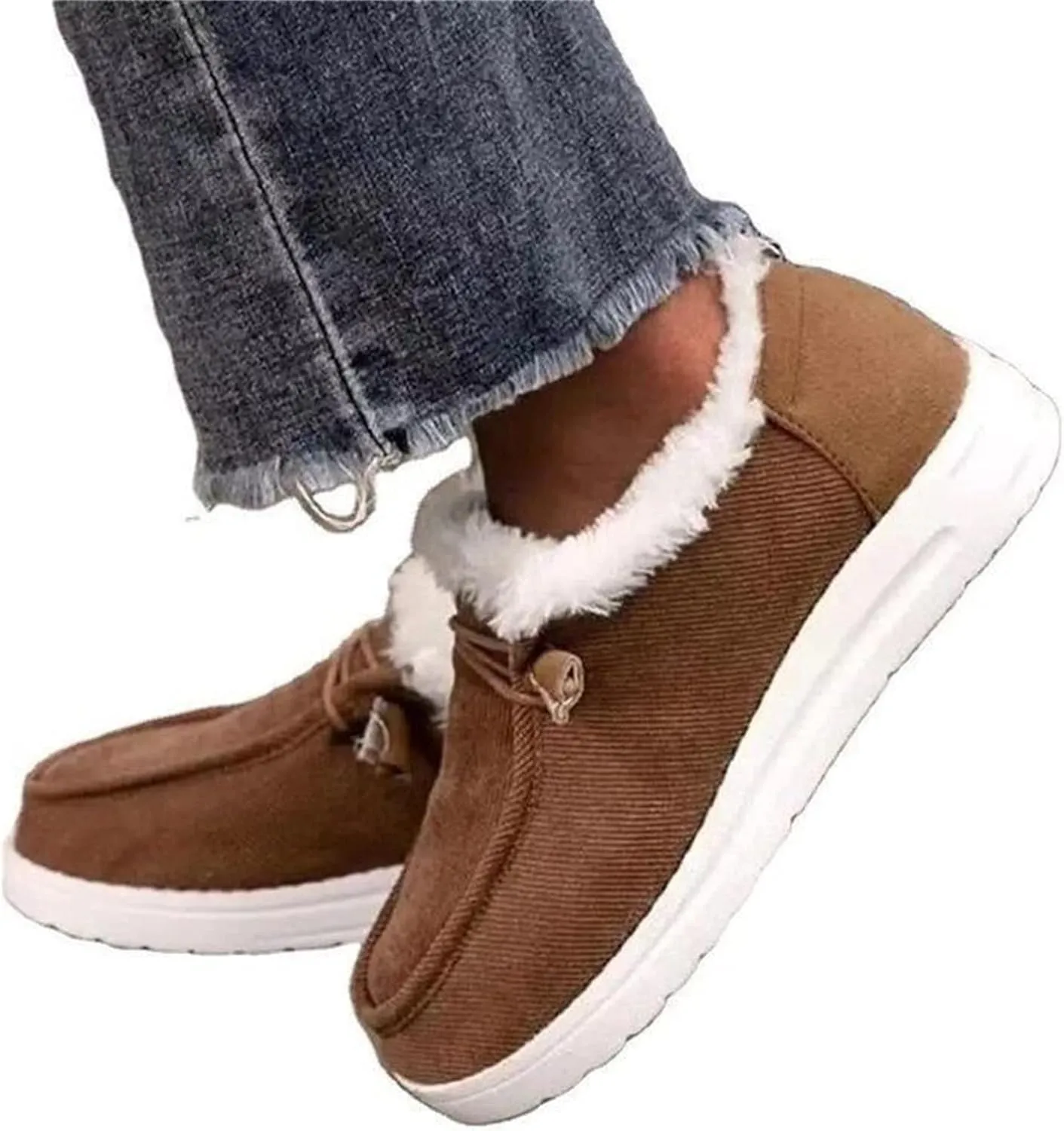 Lausiuoe Winter Boots For Women 2022 With Fur Fluffy Fuzzy Ankle Booties Soft Outdoor Shoes Fashion Casual Walking Shoes