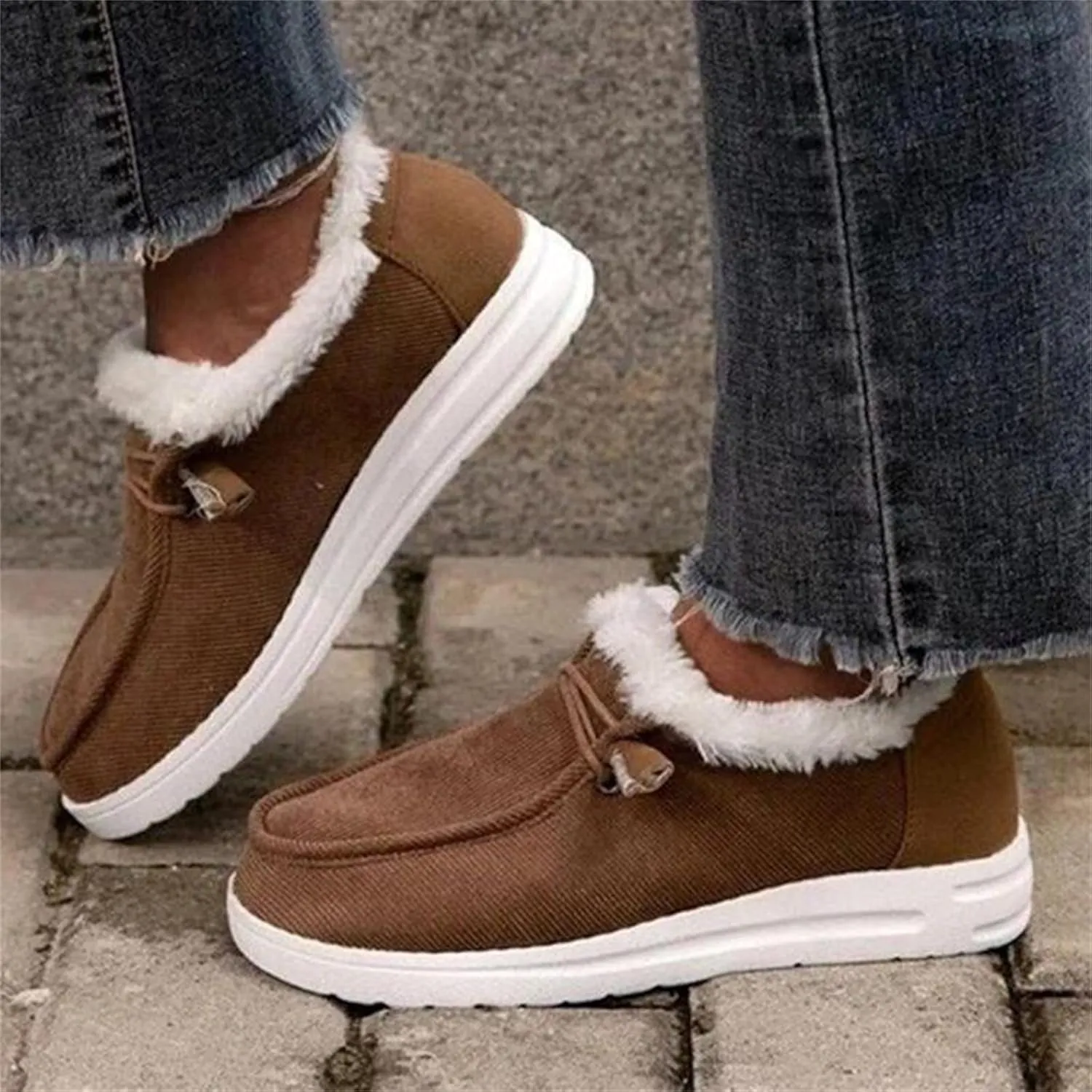 Lausiuoe Winter Boots For Women 2022 With Fur Fluffy Fuzzy Ankle Booties Soft Outdoor Shoes Fashion Casual Walking Shoes