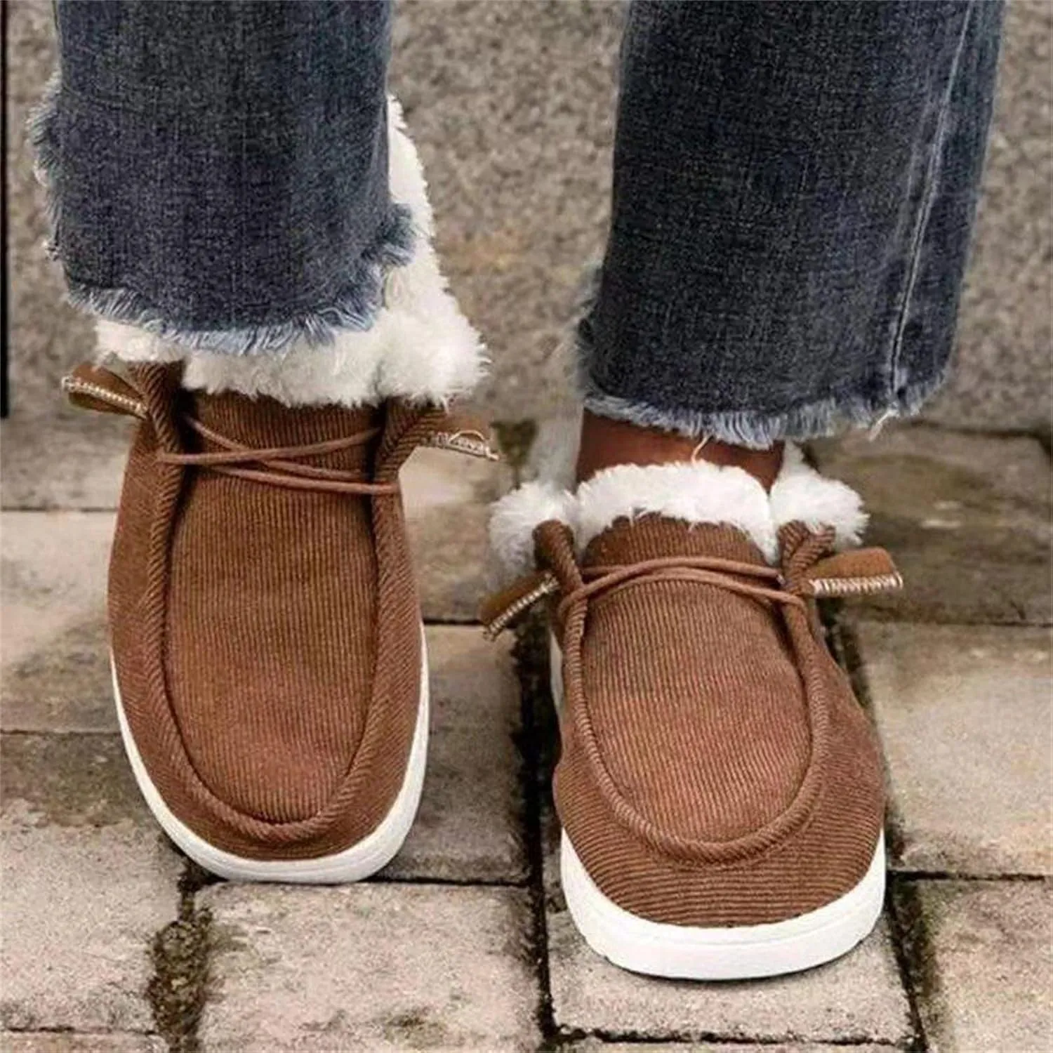 Lausiuoe Winter Boots For Women 2022 With Fur Fluffy Fuzzy Ankle Booties Soft Outdoor Shoes Fashion Casual Walking Shoes