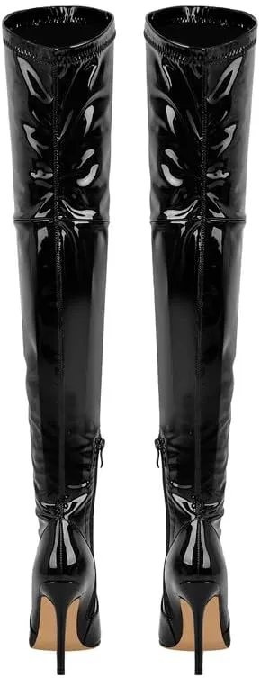 LISHAN Women's Pointed Toe Thigh High Heel Over The Knee High Boots Side Zipper Long Boots