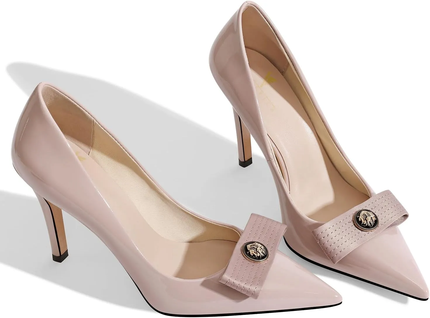 LOCERICH Women's High Heels Pumps Closed Toe Bow Heels Pointed Toe Stiletto Dress Shoes for Women Party Work Wedding Shoes for Bride
