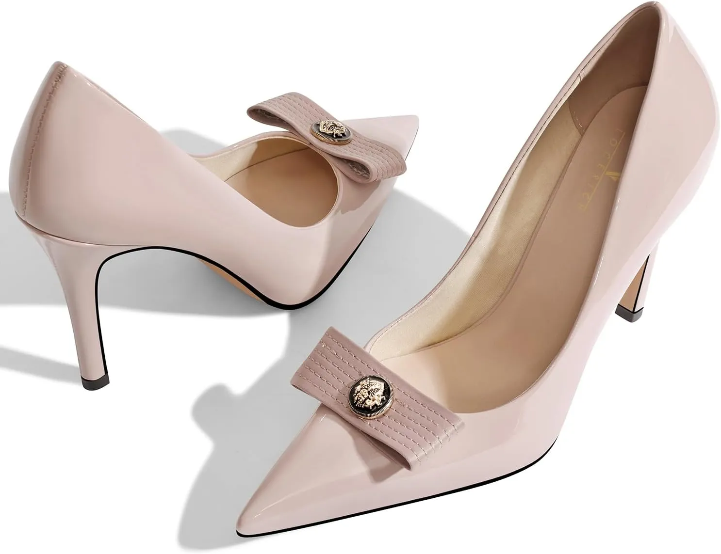 LOCERICH Women's High Heels Pumps Closed Toe Bow Heels Pointed Toe Stiletto Dress Shoes for Women Party Work Wedding Shoes for Bride